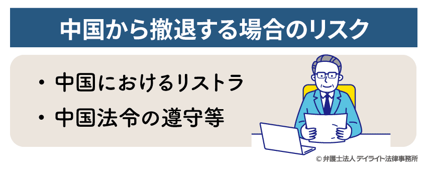 中国から撤退する場合のリスクの図