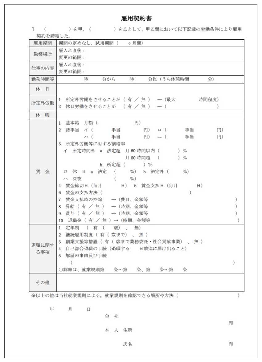 雇用契約書