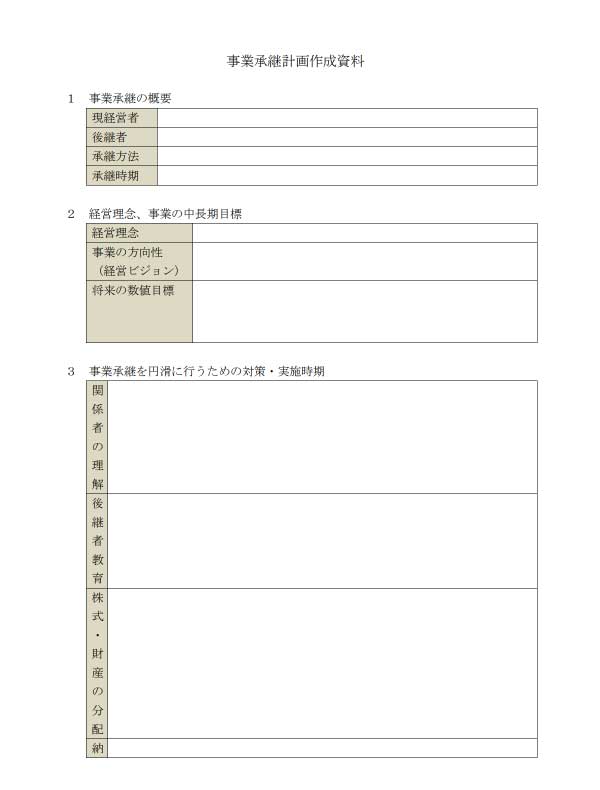 事業承継計画作成資料のテンプレート