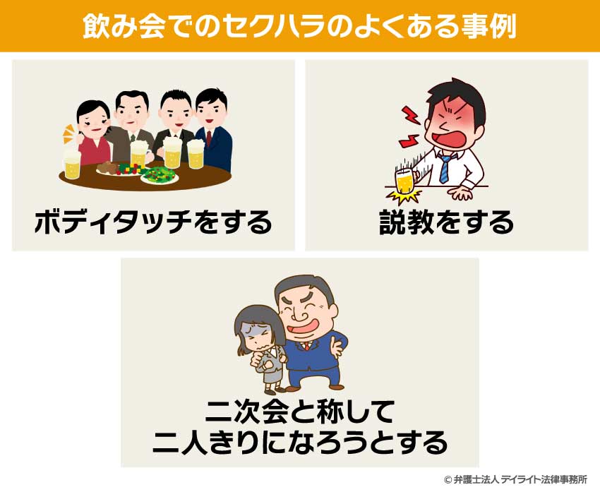 飲み会でのセクハラのよくある事例