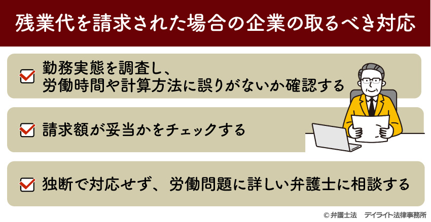 残業代を請求された場合の企業の取るべき対応